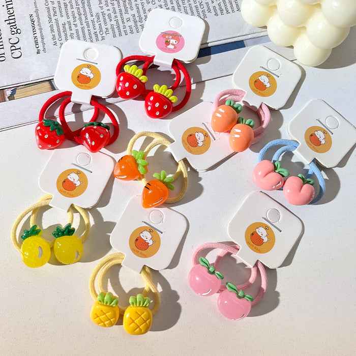 Wholesale Children's hair ring fruit transparent color fine flash rabbit small rubber band little girl's head rope baby girl's hair does not hurt