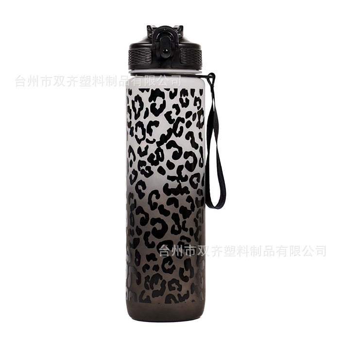 Wholesale Plastic Water Cup Leopard Print Gradient Straw Cup Summer Outdoor Space Cup Large Capacity Sports Water Cup