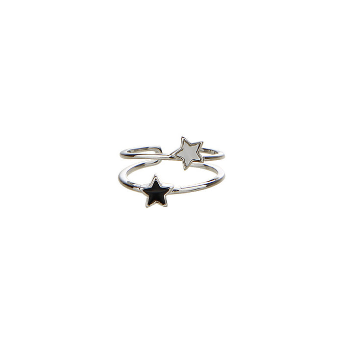 Wholesale Letter zircon star ring with simple and niche design, fashionable and personalized index finger ring