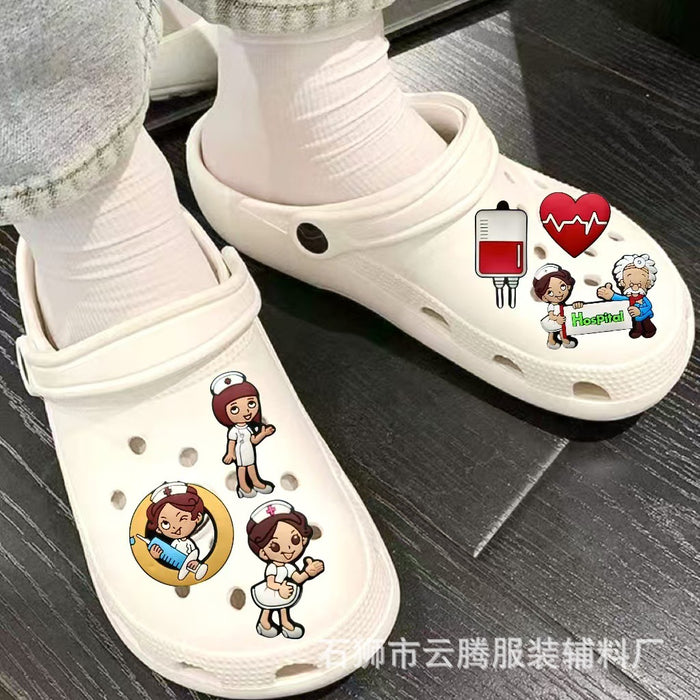 Wholesale 100pcs Medical Angel Cartoon Hole Shoes Decorative Buckle Shoe Flower Buckle Cute Hole Bag Accessories