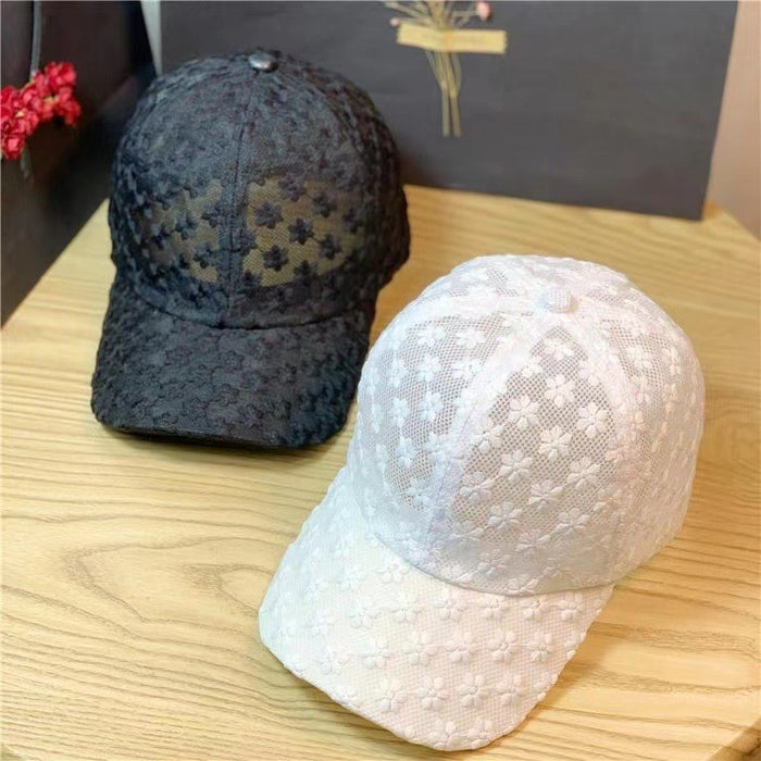 Wholesale Hat lace flower baseball cap fashionable and versatile, showing temperament, sun shading hollow duckbill cap