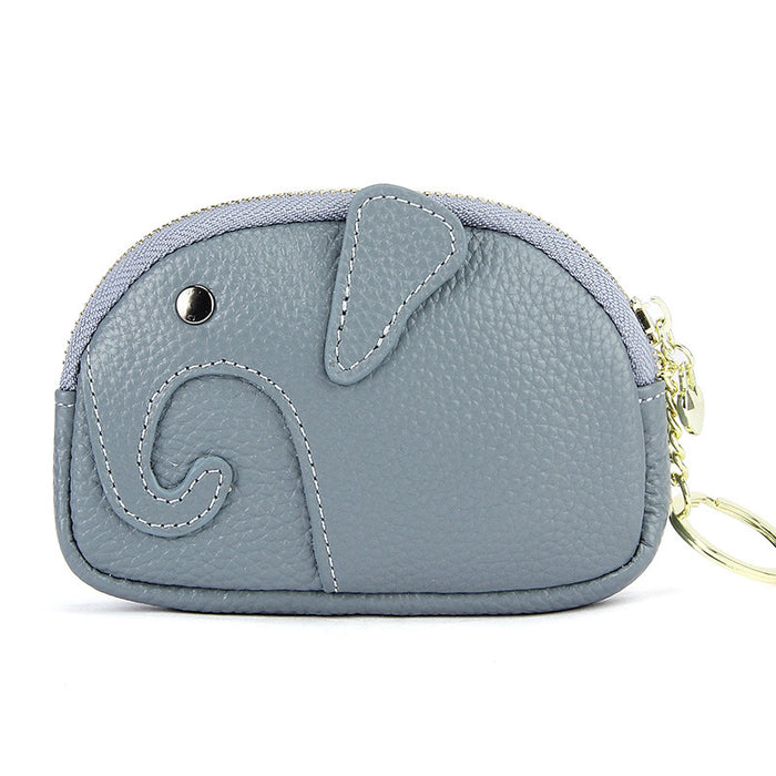 Wholesale Creative Keychain Coin Bag Cute Cartoon Baby Elephant Mini Coin Bag Leather Coin Purse for Women