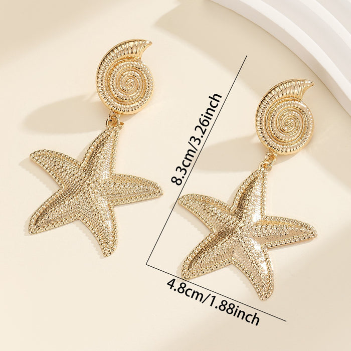 Wholesale Earrings Holiday Style Starfish Metal Earrings Geometric Earrings for Women