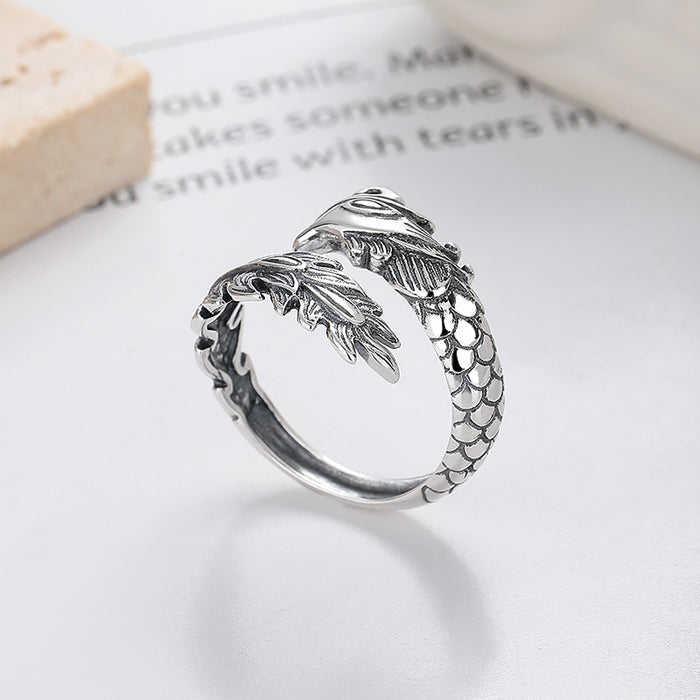 Wholesale Pure silver open-end ring, retro artistic creative food ring