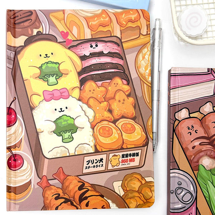 Wholesale 5pcs Cute Gourmet Bento Notebook Color Page Hard Cover Book Thickened Hand Book Cat Student Notepad