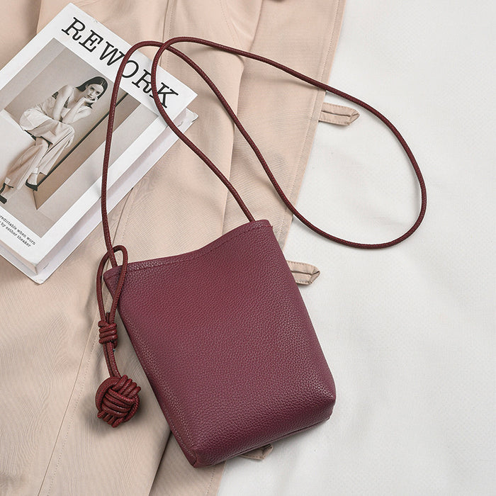 Wholesale PU Round Phone Bag Crossbody with Chinese Knot Design Retro Style Trendy