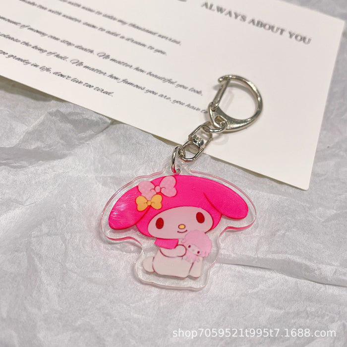 Wholesale Double-sided Keychain Cute Cartoon Book Bag Pendant Transparent Pendant Acrylic Key Ring for Men and Women