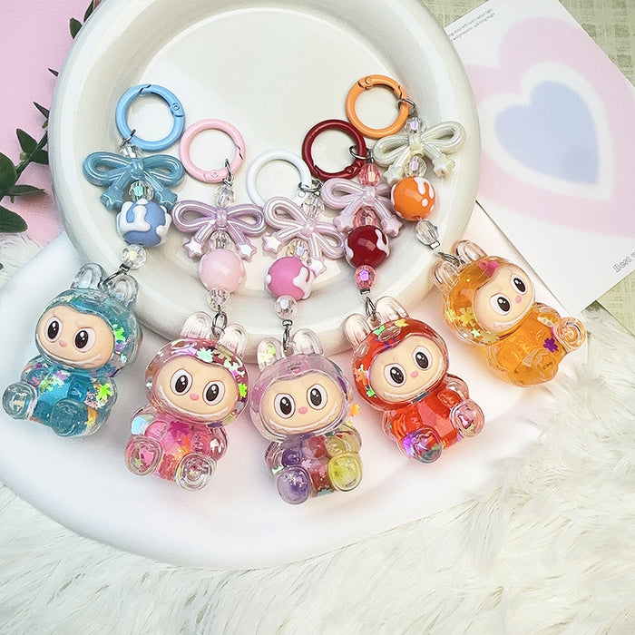 Wholesale Acrylic Cloth Quicksand Keychain Luminous Flash Cute Doll Bag Pendant Gift Keychain
