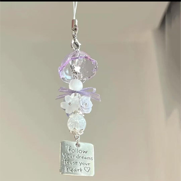 Wholesale Purple Elf Jellyfish Wind Chime Pendant Handmade Beaded Earphone Mobile Phone Chain