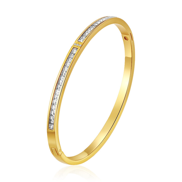 Wholesale Round stainless steel buckle electroplated diamond-encrusted bracelet