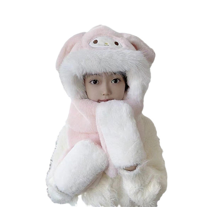 Wholesale Winter children' s hat three-piece plush cartoon cute hat f