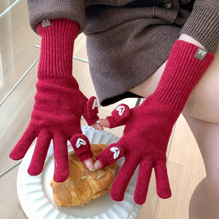 Wholesale Cute Knitted Open Finger Flip Cover Gloves