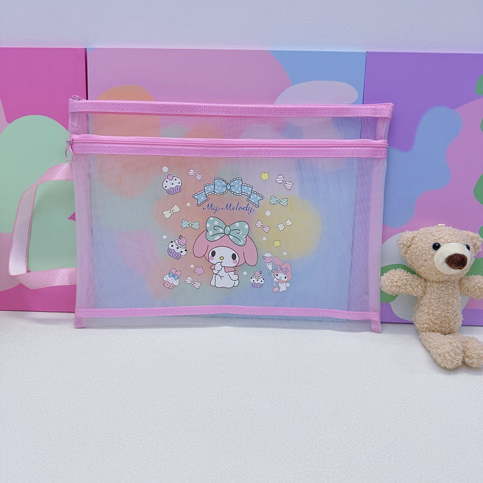 Wholesale 10pcs/ pack A4 Double-Layer Mesh Zipper Bag File Folder