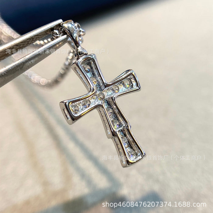 Wholesale Cross necklace, collarbone chain, women's full diamond snake bone couple style, fashionable and high-end collarbone chain