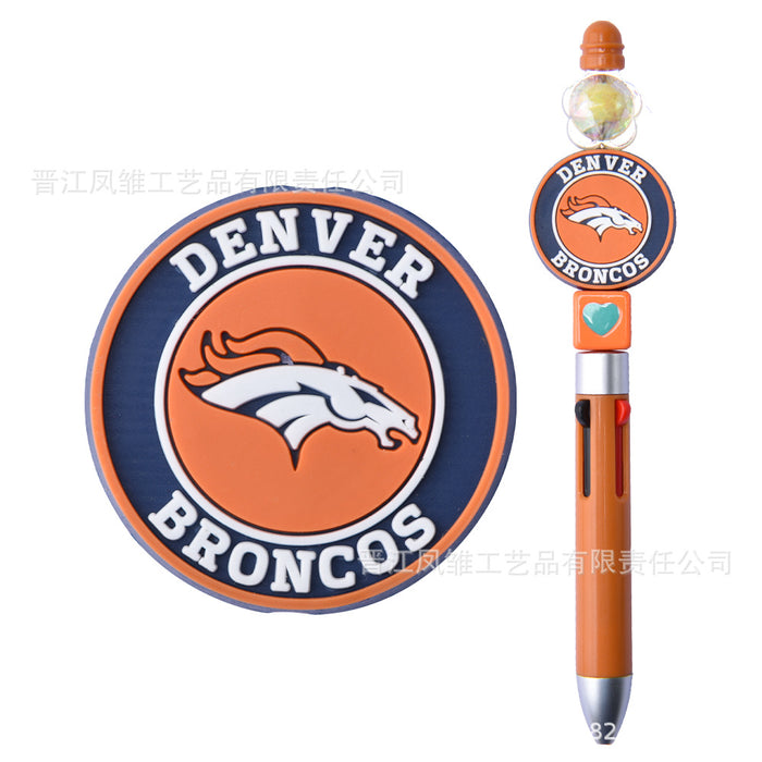 Wholesale 50pcs Rugby team series beads ballpoint pen beaded accessories fun stationery cartoon accessories detachable