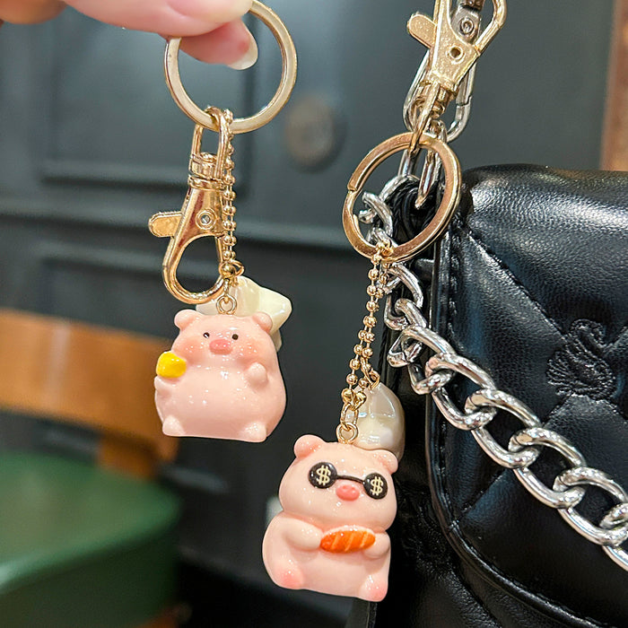 Wholesale Cute Piggy Keychain Cute Female Couple Bag Pendant Doll Machine Doll Car Pendant