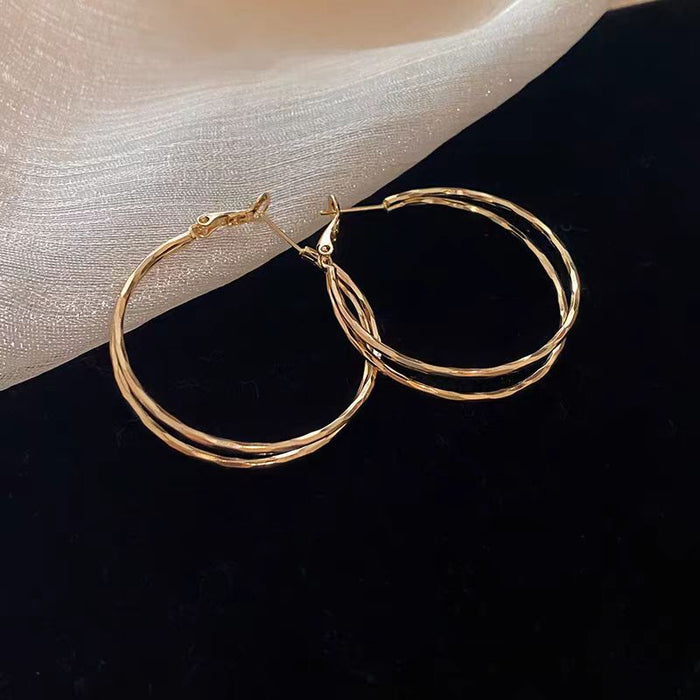 Wholesale Double Layer Large Circle Metal Earrings JDC-ES-YuHang008