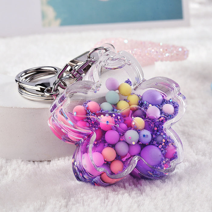 Wholesale Quicksand-Filled Oil Bottle Acrylic Keychain Accessory