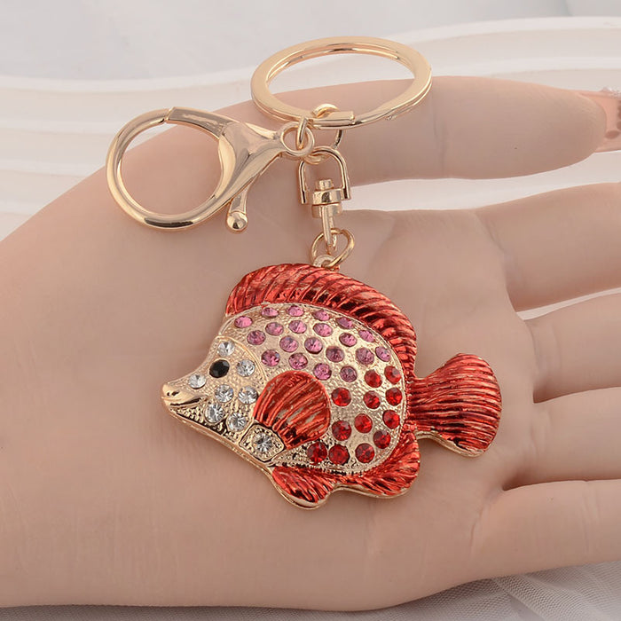 Wholesale Creative diamond studded keychain metal bag accessories key pendant event cartoon gift