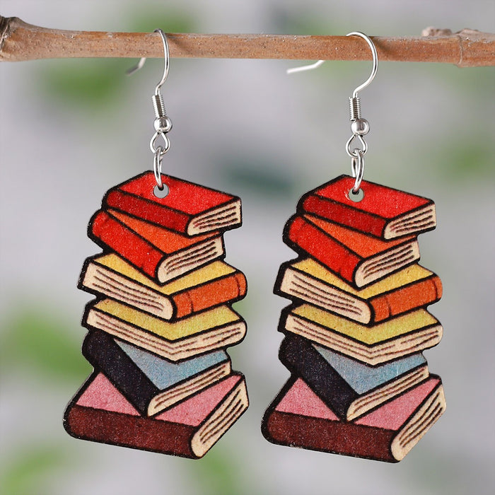 Wholesale Acrylic Heart Book Earrings Trendy Fashion Accessory Graduation Gift