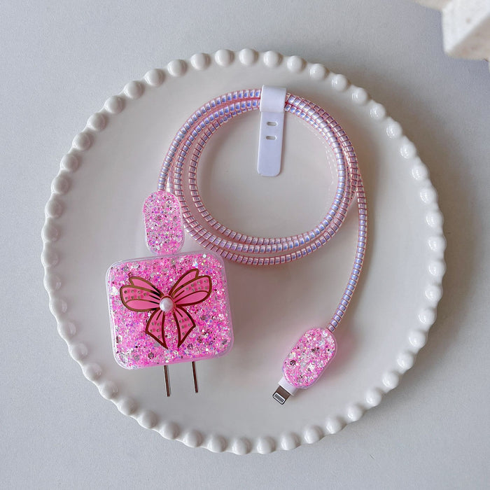 Wholesale 5pcs/ set Bow-shaped glitter charger case 20W