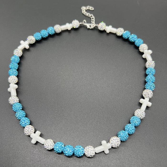 Wholesale Baseball necklace hip hop colorful diamond ball jewelry necklace