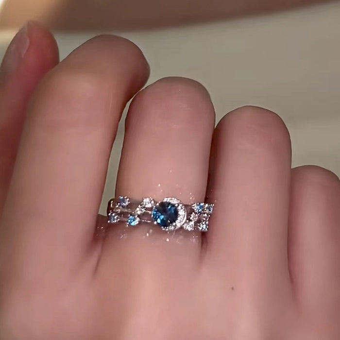 Wholesale blue zircon ring personality ring jewelry