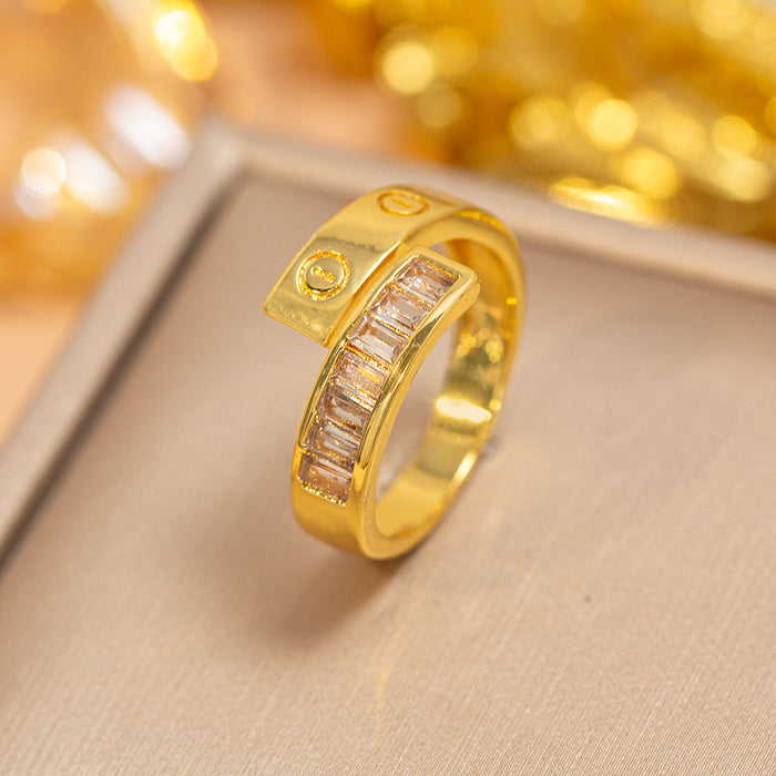 Wholesale Vintage Gold Plated Geometric Hollow Out Ring Adjustable Jewelry Accessory MOQ≥2