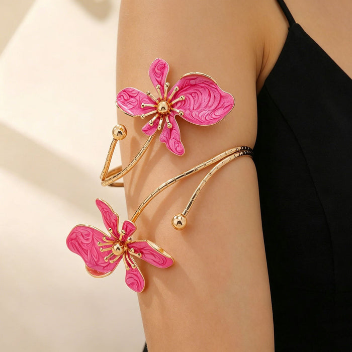 Wholesale Floral Open Cuff Bracelet Trendy Adjustable Arm Jewelry