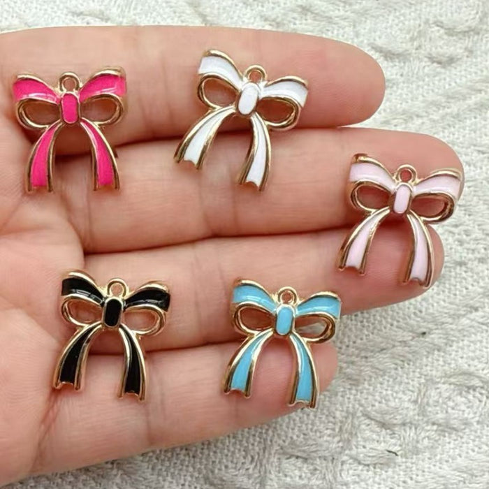 Wholesale 10pcs 3D Bow Tie DIY Alloy Enamel Accessories Keychain Necklace Pendantace Pendant