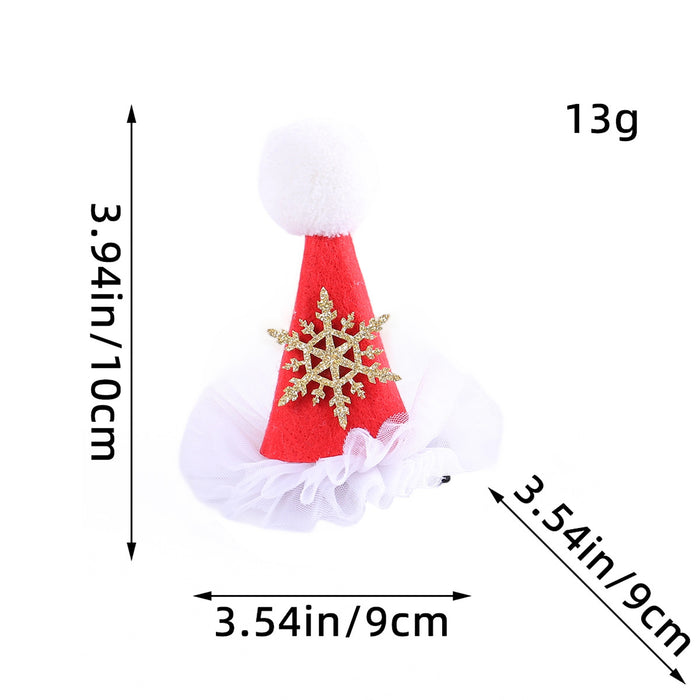 Wholesale Christmas Decorations Red Sequin Hat Gauze Skirt Dress up Headdress Korean Style Duckbill Christmas Hairpin