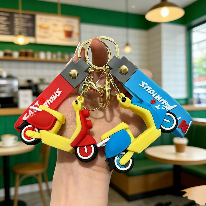 Wholesale Trendy Motorcycle Cartoon Silicone Keychain Decorative Accessory Wedding Gift