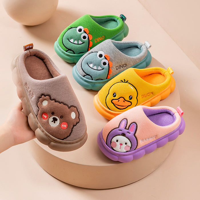 Wholesale Children' s cotton slippers autumn and winter medium and large children' s cute cartoon children' s slippers home indoor plush slippers