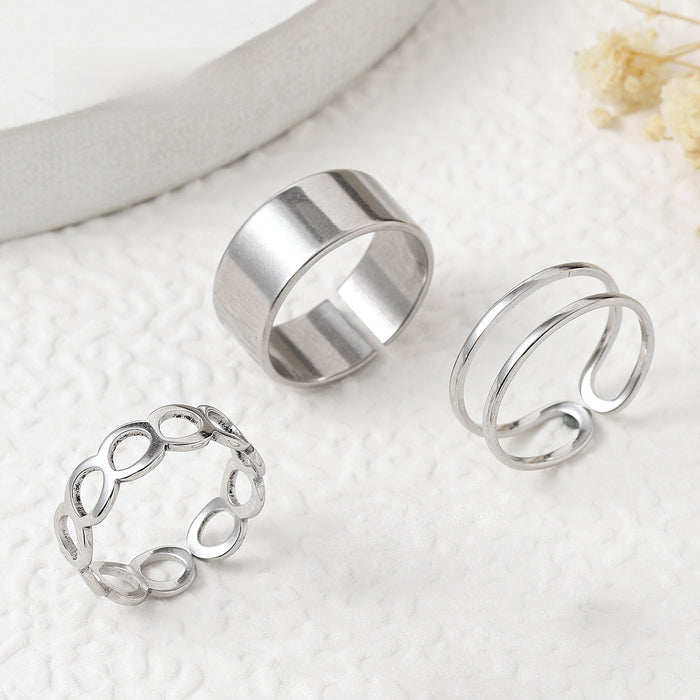 Wholesale Titanium steel ring three piece set jewelry with non fading design, niche opening adjustable