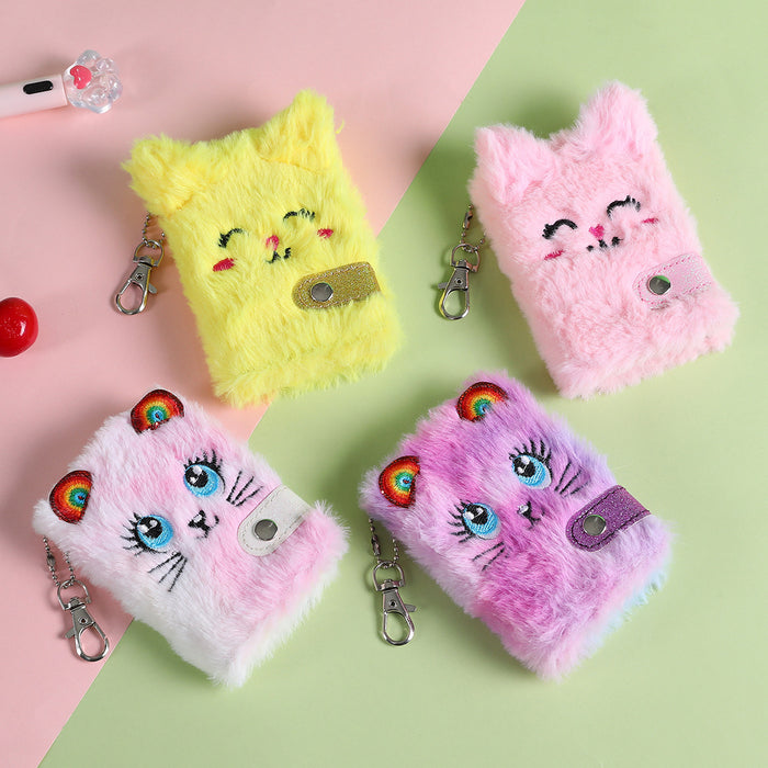 Wholesale Cartoon Plush Notebook Cute Cat Design Kids Writing Diary Gift MOQ≥2