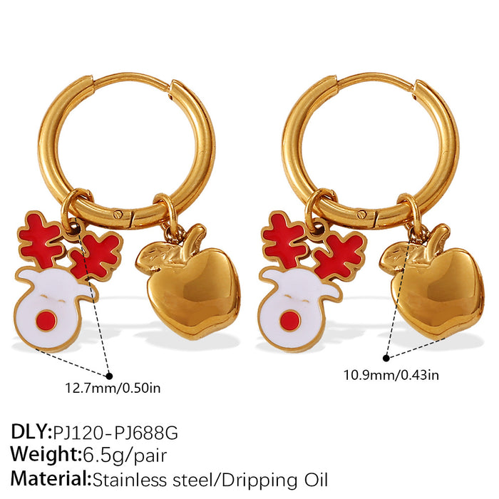 Wholesale Christmas Collection Gingerbread Man Pendant Earrings Stainless Steel
