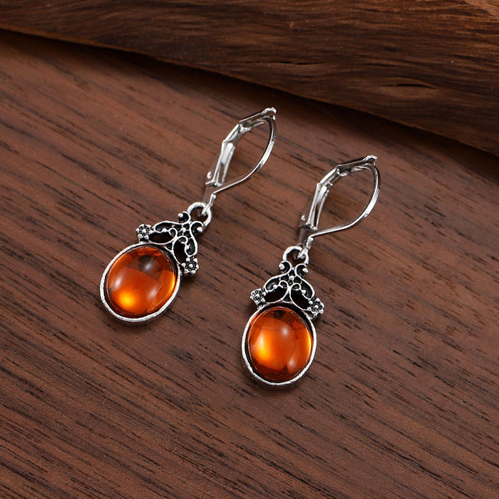 Wholesale Orange crystal gemstone pendant earrings for women,  exquisite and elegant,  versatile holiday style earrings