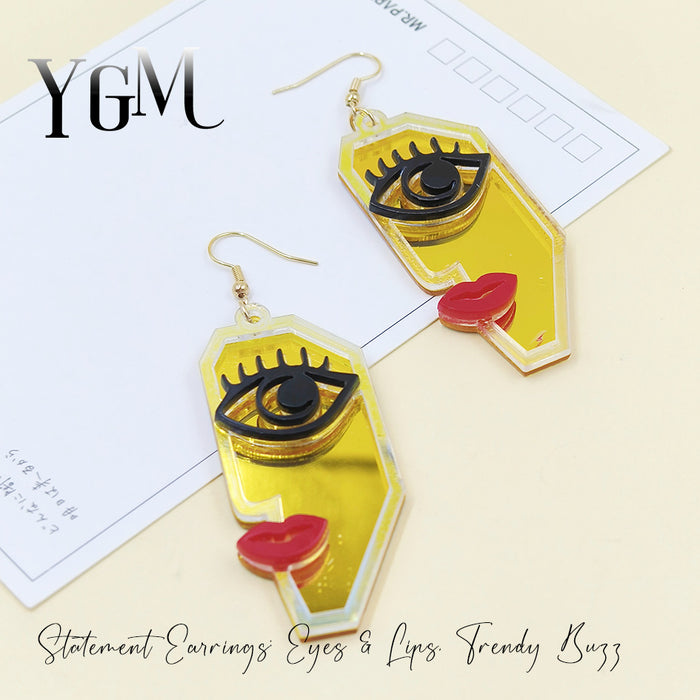 Wholesale Abstract style, personalized and creative, eye-catching red lip earrings, acrylic material earrings