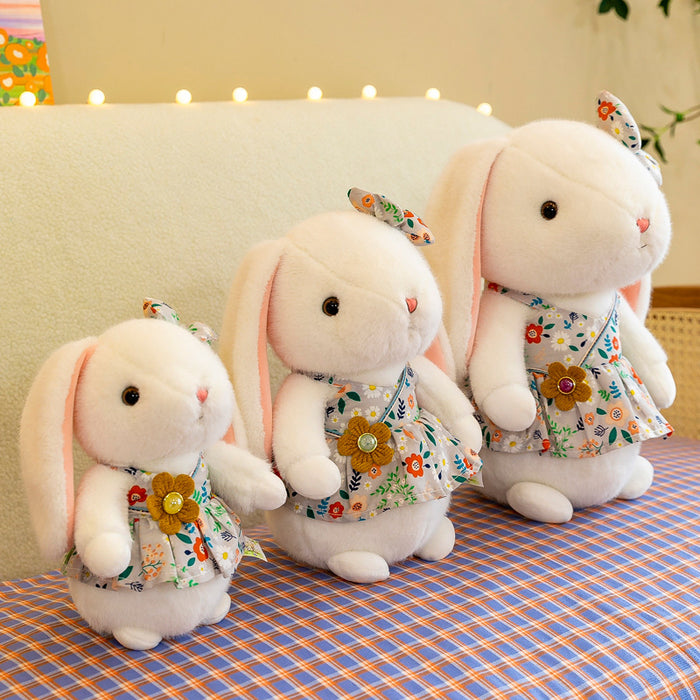 Wholesale Cute White Rabbit plush toy floral skirt rabbit doll
