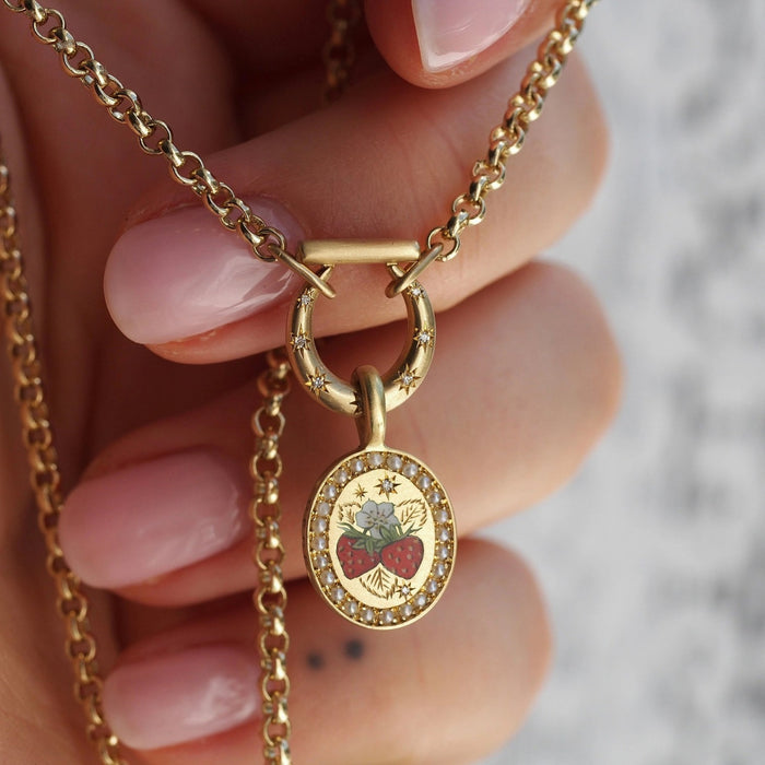 Wholesale Stainless steel pearl strawberry necklace for women