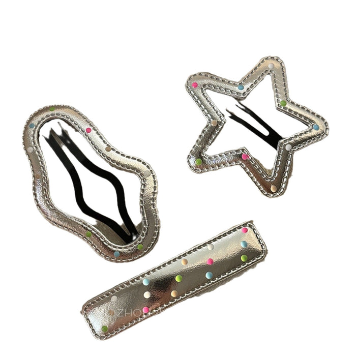Wholesale Black and White Polka Dot Leather Snap Clips for Kids ( Spring/ Summer)