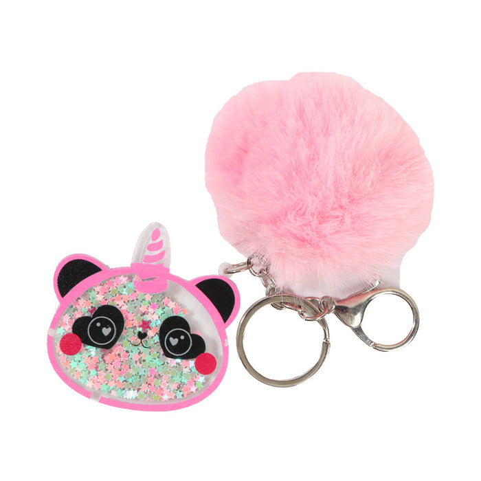 Wholesale Cat Panda Keychain Customized Anime Quicksand Cartoon Pendant Plush Pendant Factory Direct