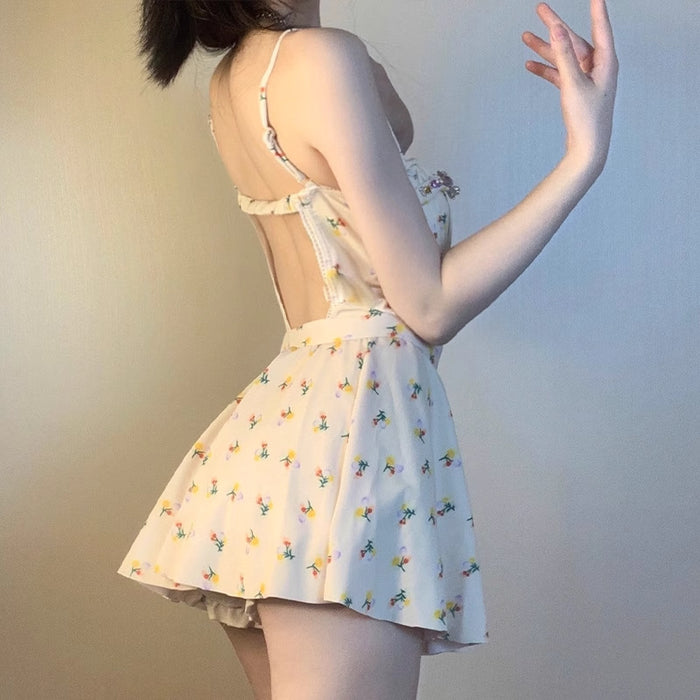 Wholesale Swimsuit one-piece skirt style suspender slimming high-end sexy seaside