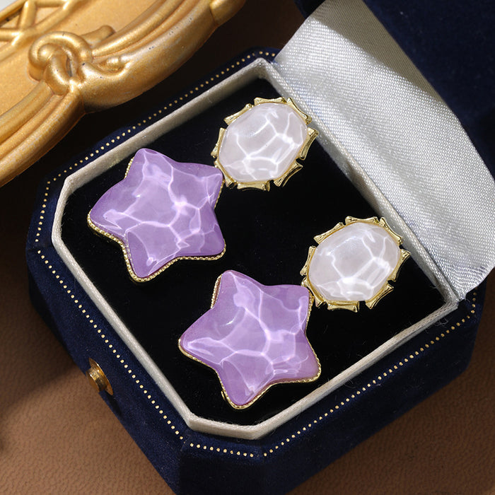 Wholesale Blue contrasting water ripple retro five-pointed star unique personality