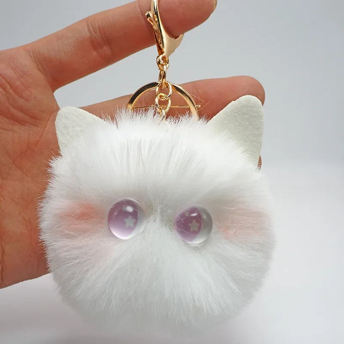 Wholesale Handmade cartoon cat plush pendant, furry ball, car keychain, backpack ornament