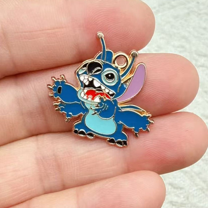 Wholesale 10pcs Cartoon Couple DIY Jewelry Accessories Alloy Enamel Pendant Keychain Earrings