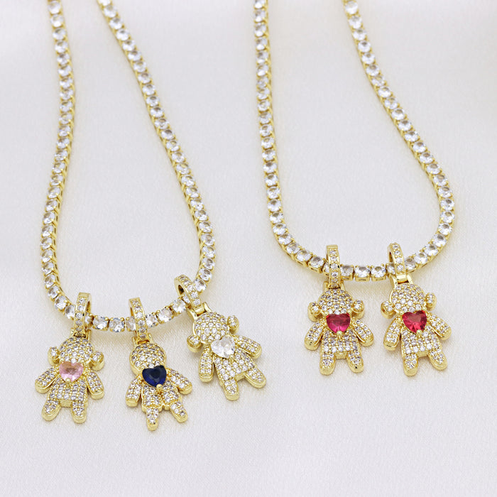 Wholesale Love heart copper gold-plated inlaid colorful zircon pendant high-end full zircon necklace