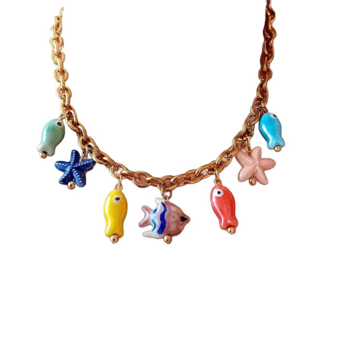 Wholesale Golden Chain Charm Series Necklace Fashion and Leisure