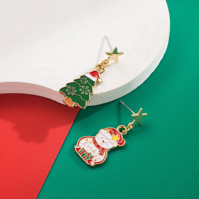 Wholesale Snowman Christmas Tree Alloy Letter Earrings - Party Fashion Accessory Boutique