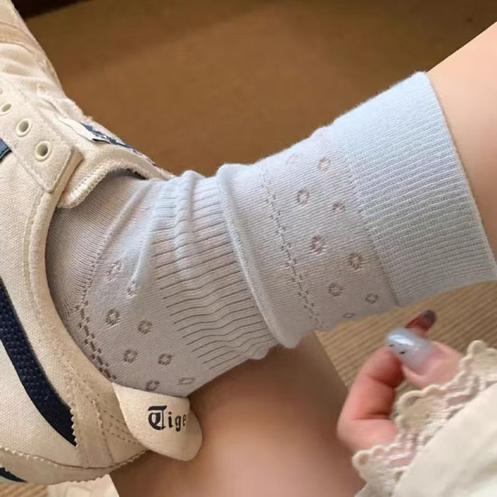 Wholesale Thin hollowed out mesh eyelets, tube socks for wearing, versatile stacking socks